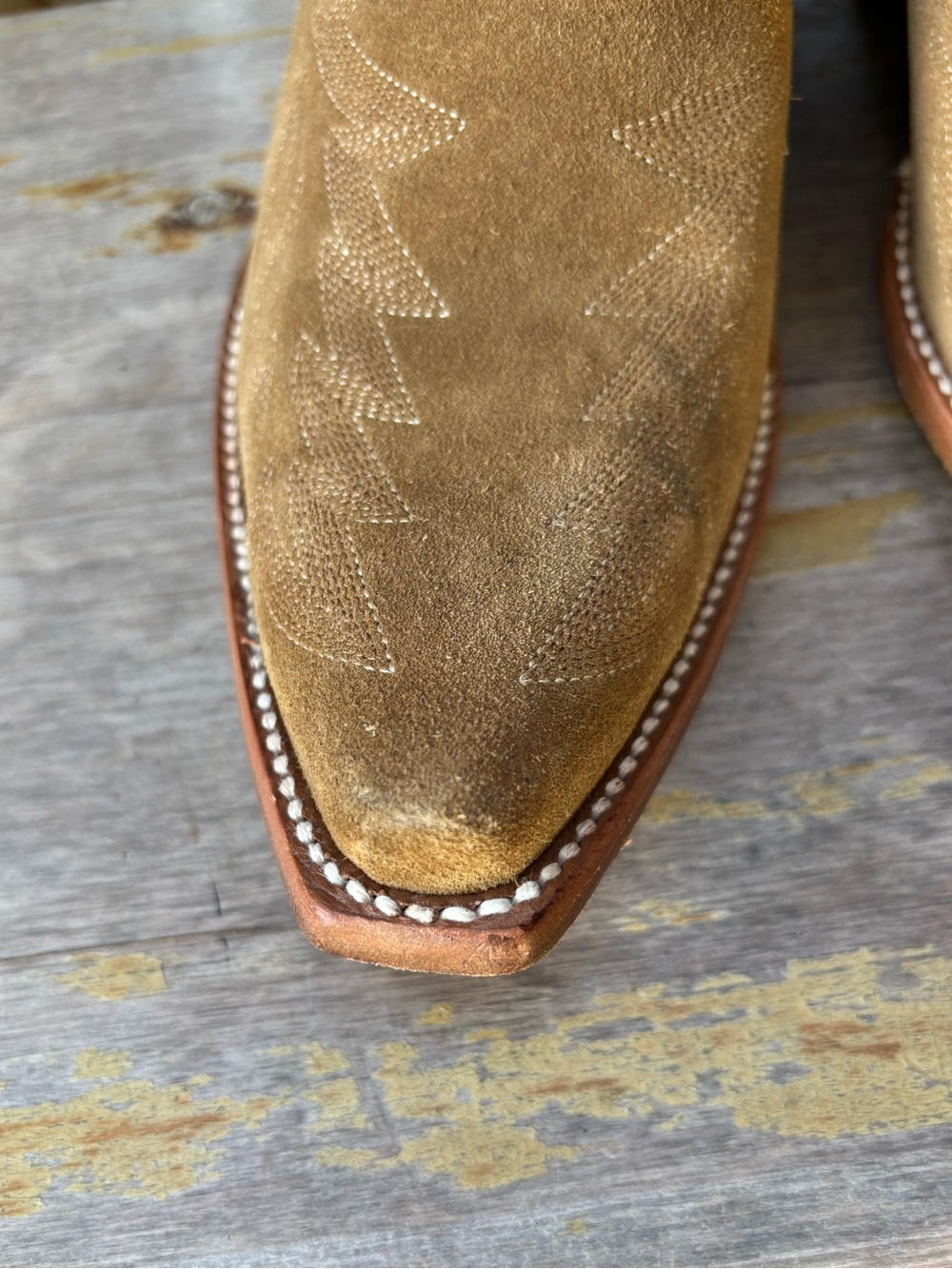 JRC & Sons Bootmakers Nancy Sand Suede Snip Toe Tall Western Boots Size 7B - Picture 7 of 16